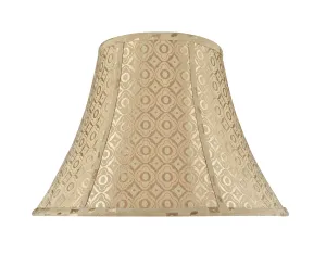 # 30028 Transitional Bell Shape Spider Construction Lamp Shade in Gold Textured Fabric with design, 18" wide (9" x 18" x 13")