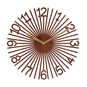 12 FOX Star Design 12 Inch Handcrafted Stylish Elegant Analog Wooden Wall Clock for Living Room Hall Bedroom Office Gifting Dark Brown Textured Wood