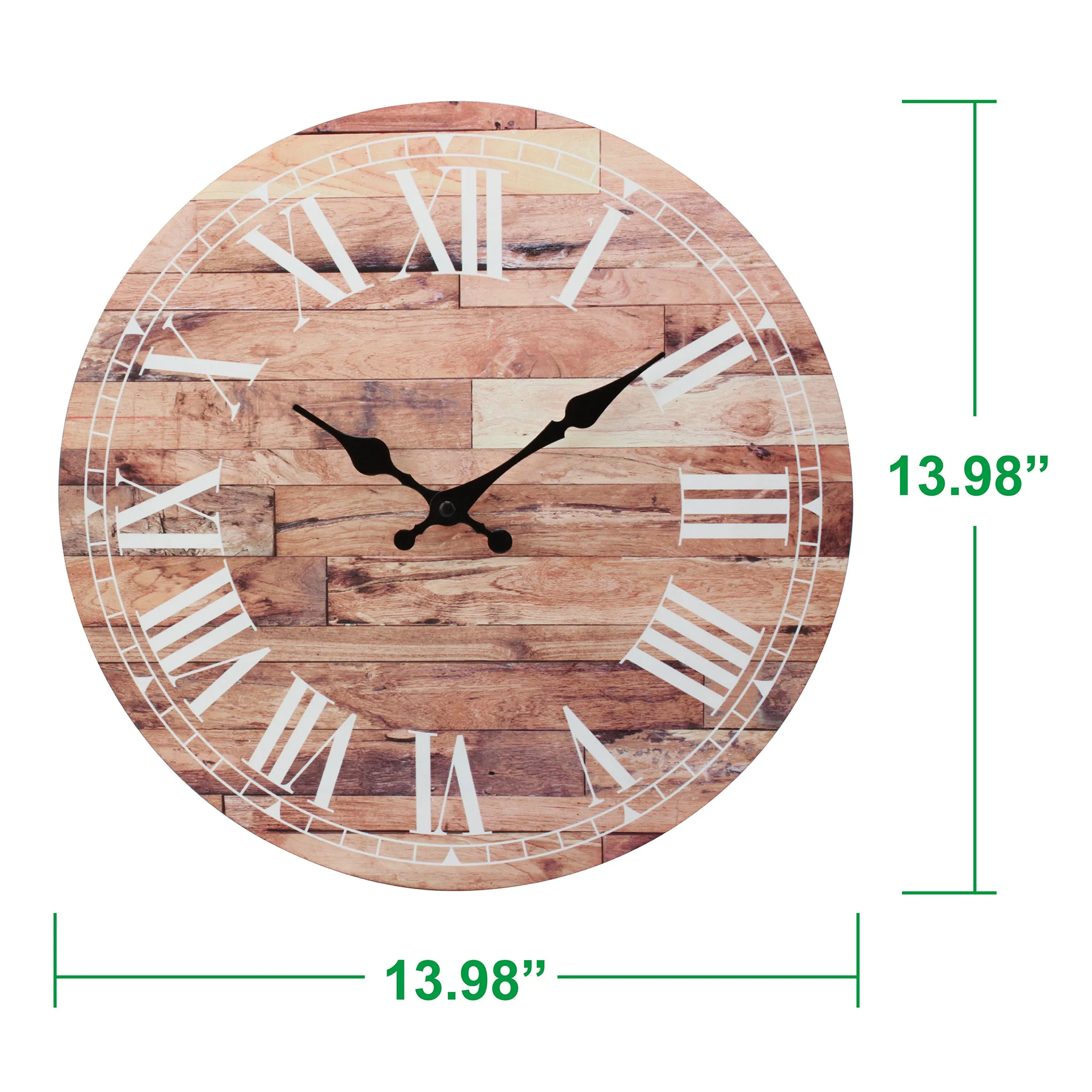 14” Roman Numeral Wooden MDF Wall Clock (WS)
