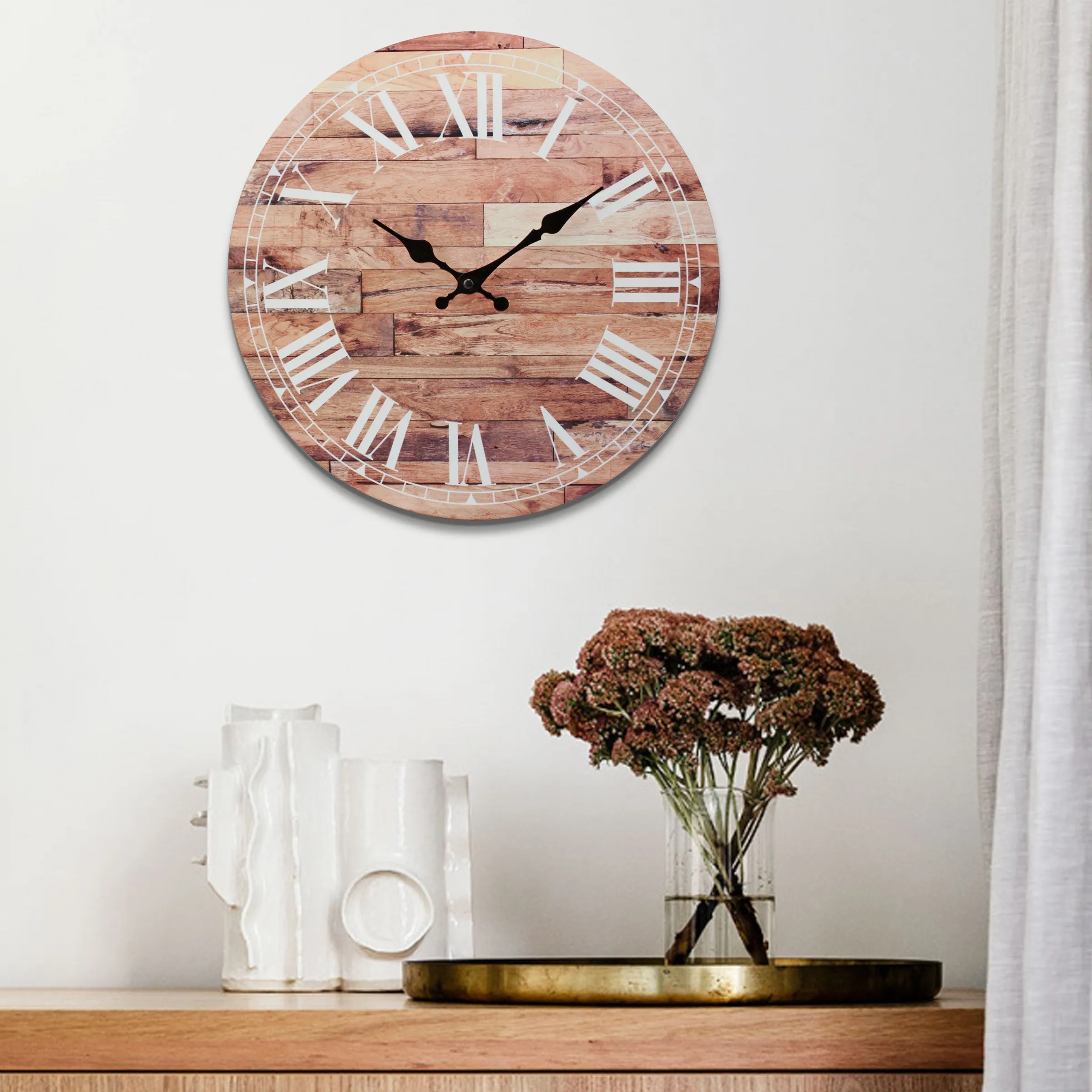 14” Roman Numeral Wooden MDF Wall Clock (WS)