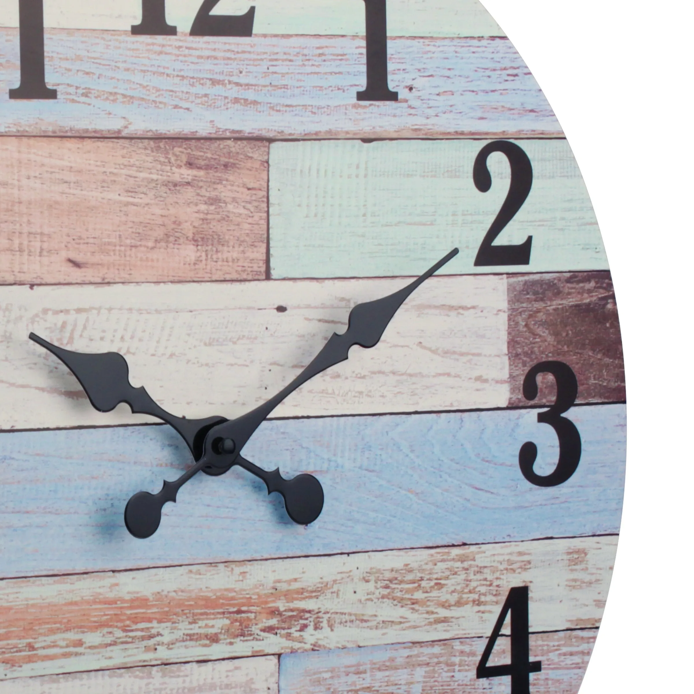 18” Coastal Worn Blue and White MDF Wall Clock