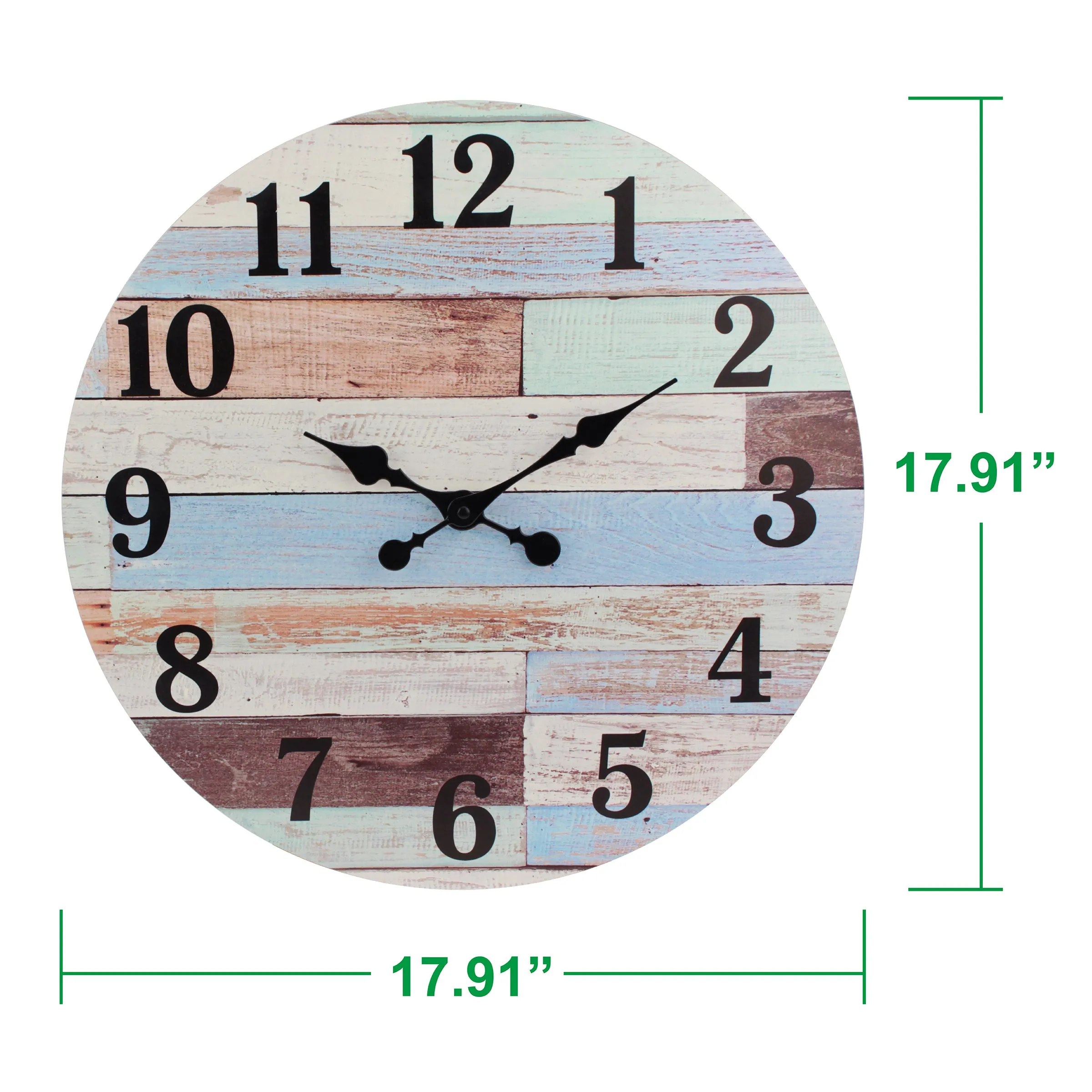 18” Coastal Worn Blue and White MDF Wall Clock