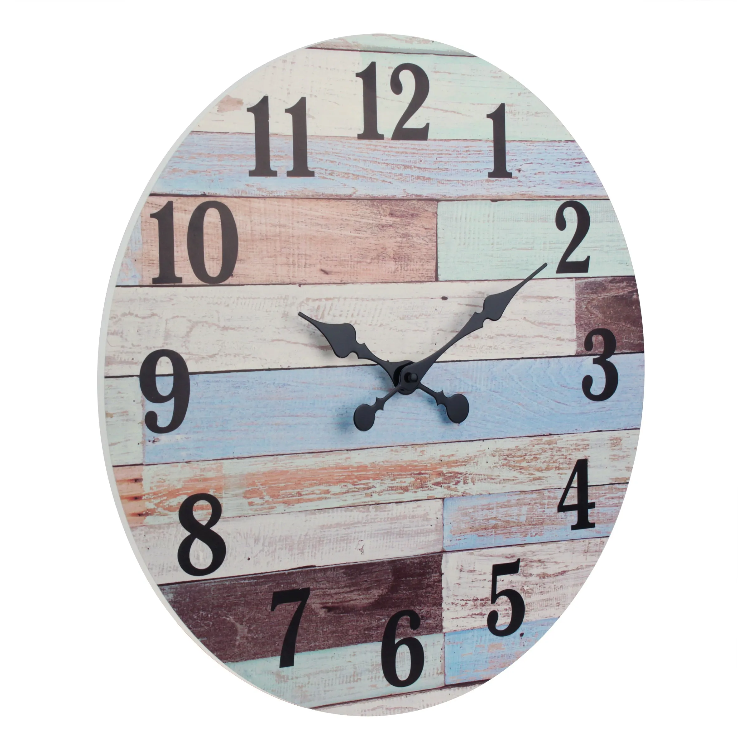 18” Coastal Worn Blue and White MDF Wall Clock