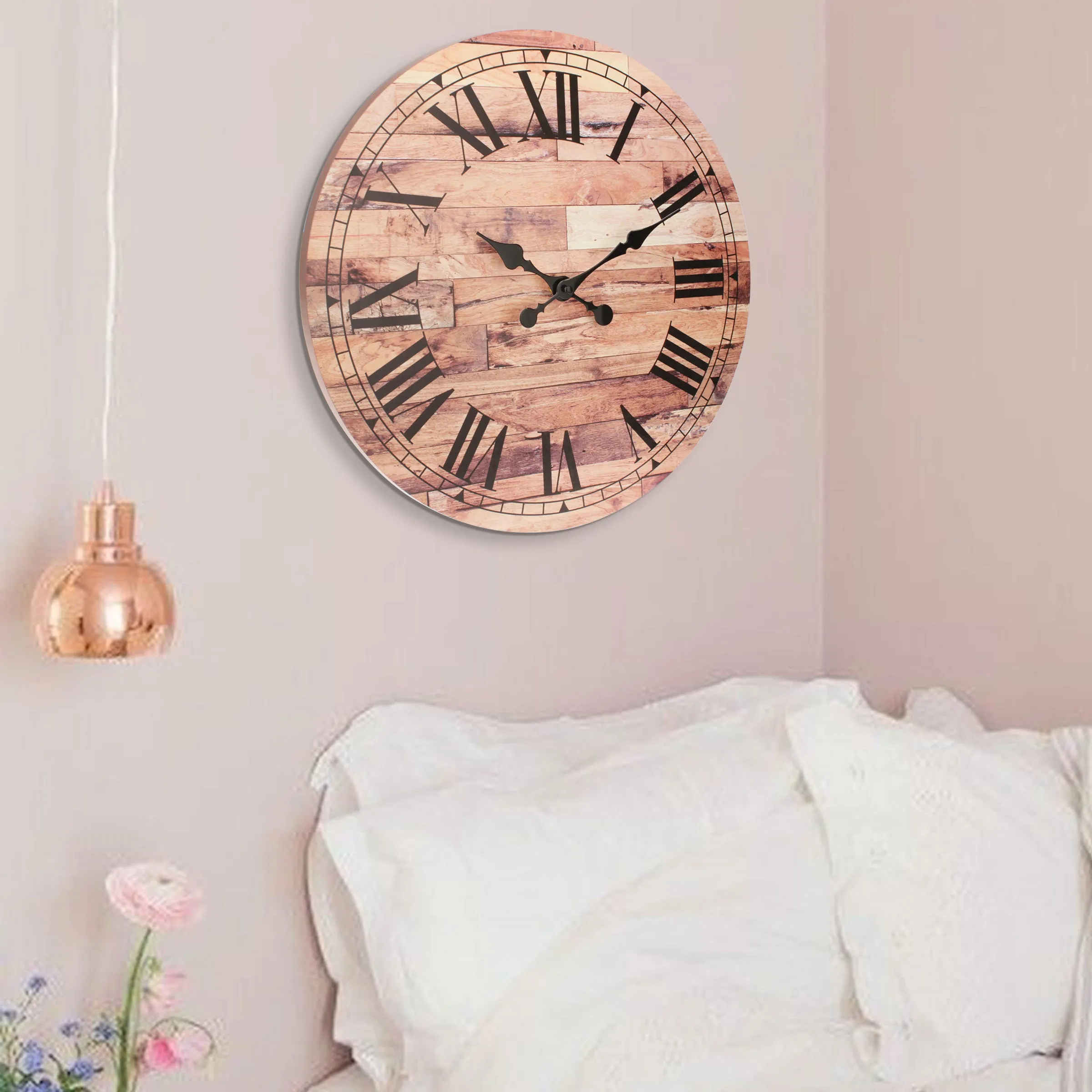 18” Roman Numeral Wooden MDF Wall Clock (WS)