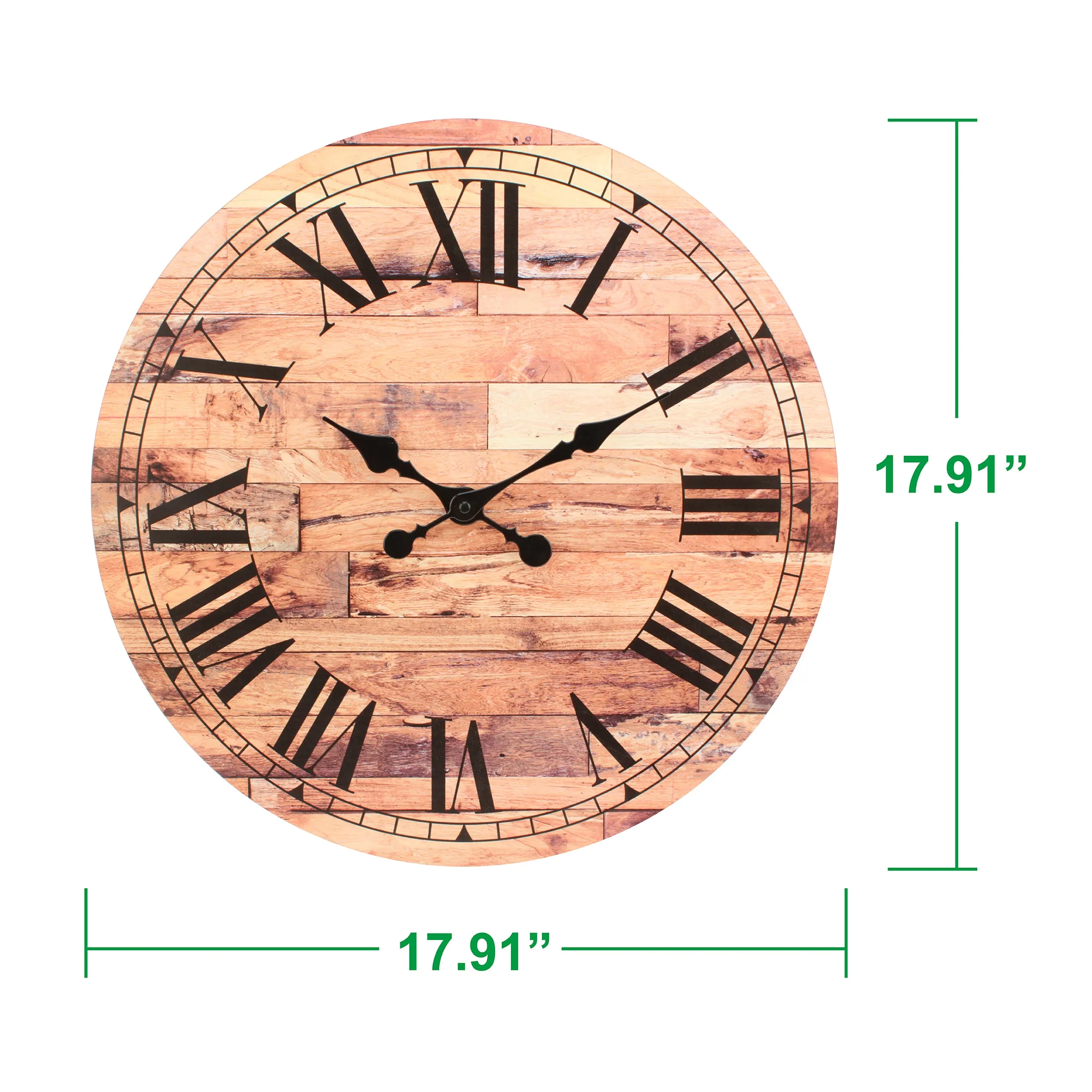 18” Roman Numeral Wooden MDF Wall Clock (WS)