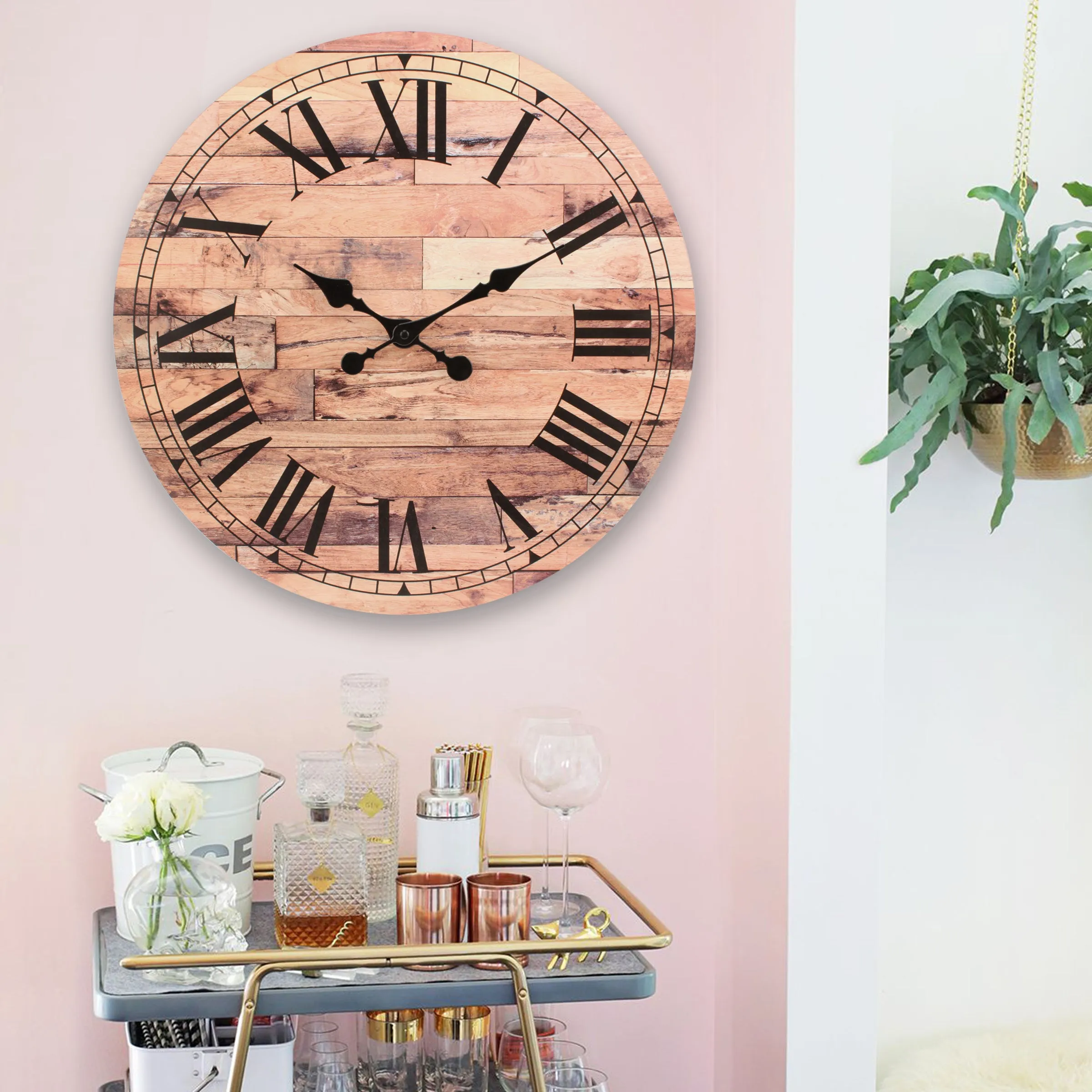 18” Roman Numeral Wooden MDF Wall Clock (WS)