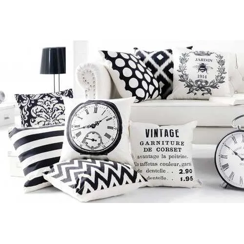 18"x 18" Black and White ikat Decorative Throw Pillow Cover Square