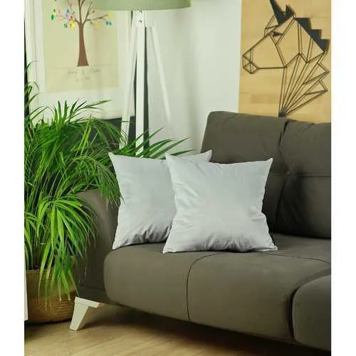 18"x 18" Light Grey Velvet Decorative Throw Pillow Cover 2 Pcs in set