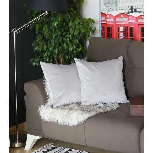 18"x 18" Light Grey Velvet Decorative Throw Pillow Cover 2 Pcs in set