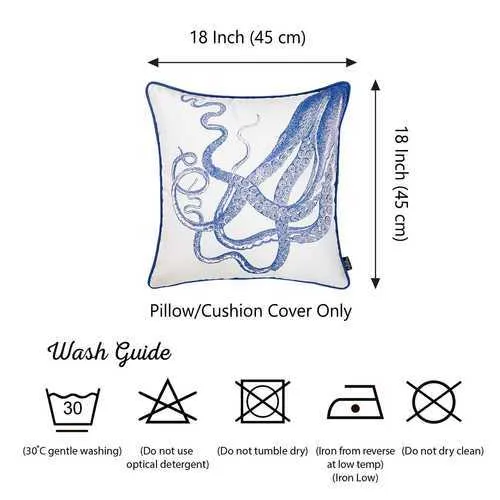 18"x18" Nautica Octopus Decorative Throw Pillow Cover Printed