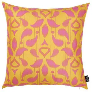18"x18" Orange Ikat Decorative Throw Pillow Cover Printed