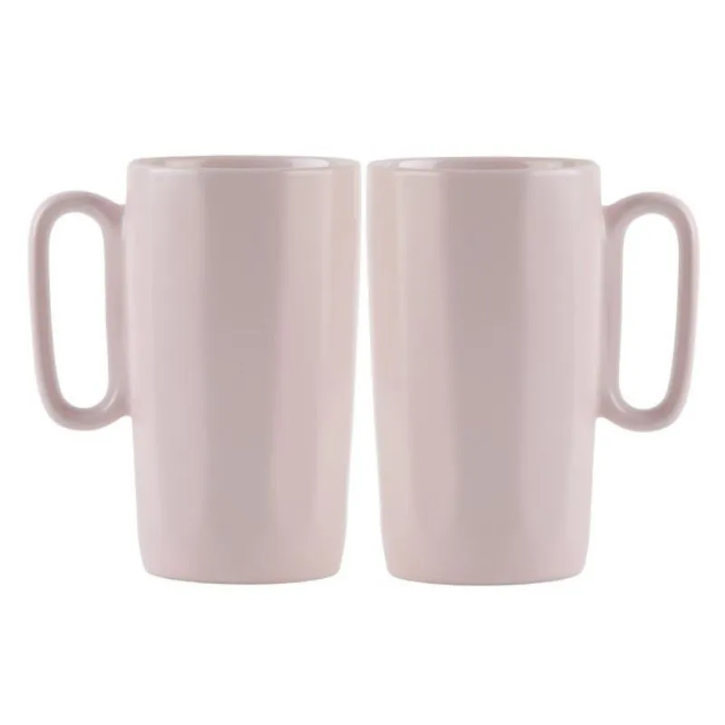 2 Ceramic Mugs With Handle 330ml Pink