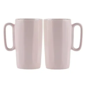 2 Ceramic Mugs With Handle 330ml Pink