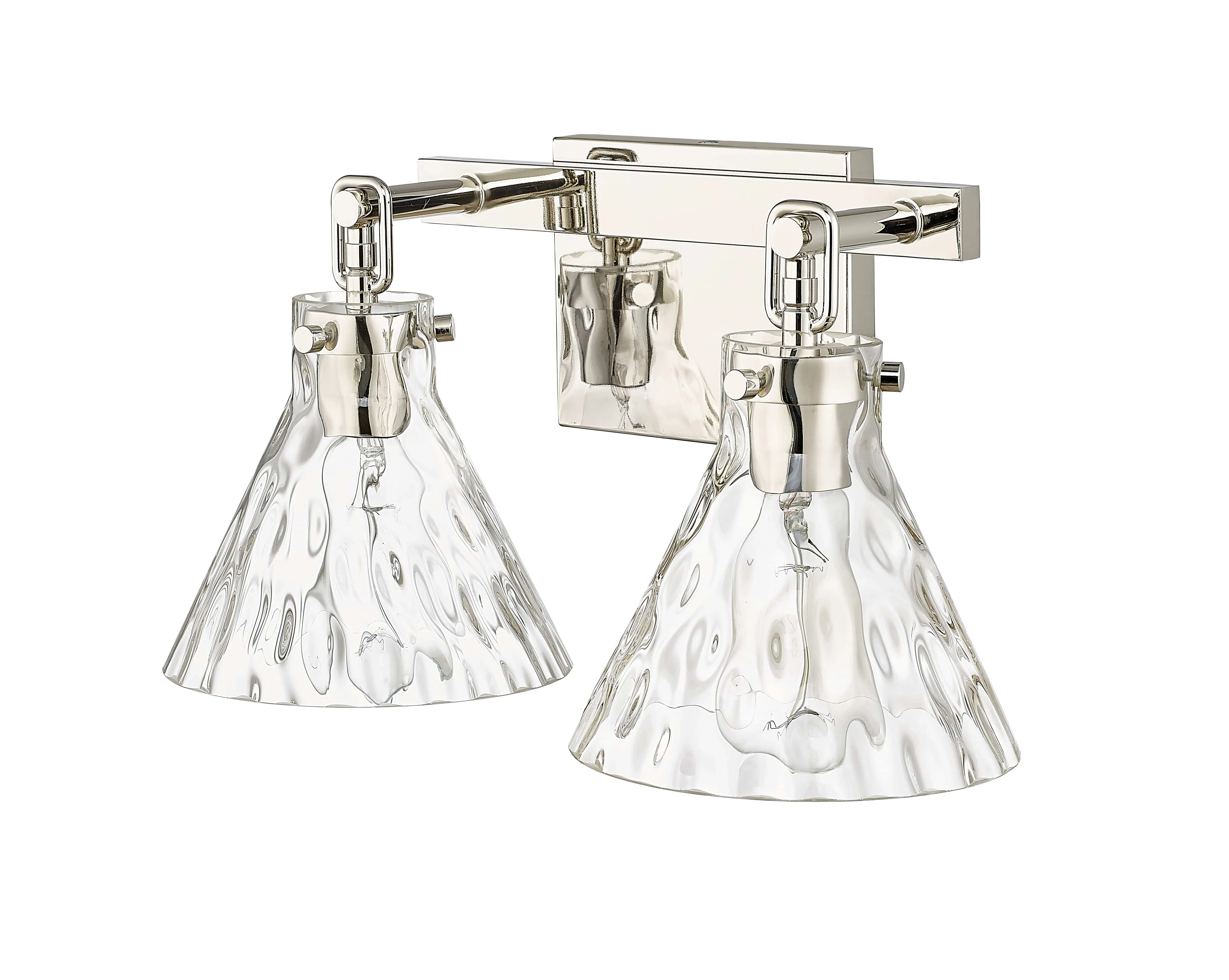 2 Lamps Barlon Vanity Light - Polished Nickel - Clear Water Glass - 16.25in. Wide