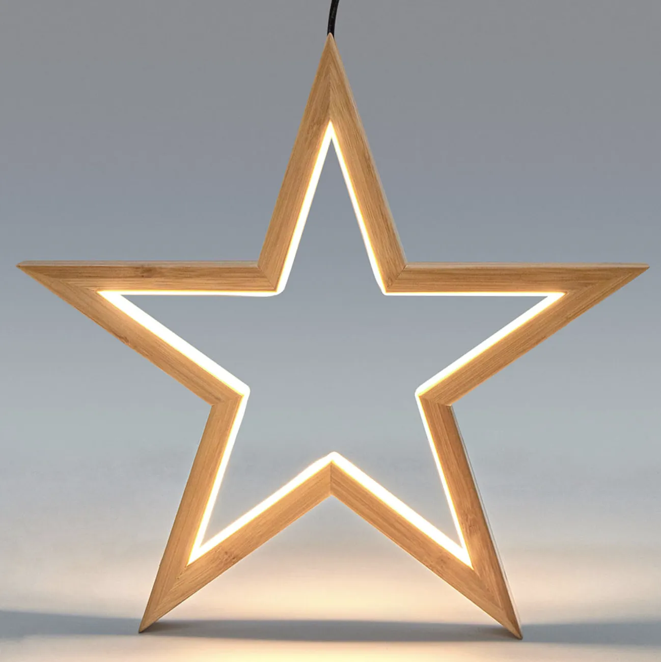 2x Large Bamboo Star LED Hanging Lamps | Natural Home Decor Lighting