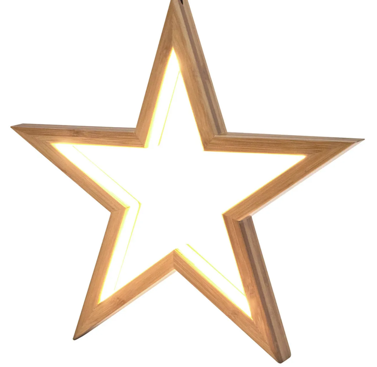 2x Large Bamboo Star LED Hanging Lamps | Natural Home Decor Lighting