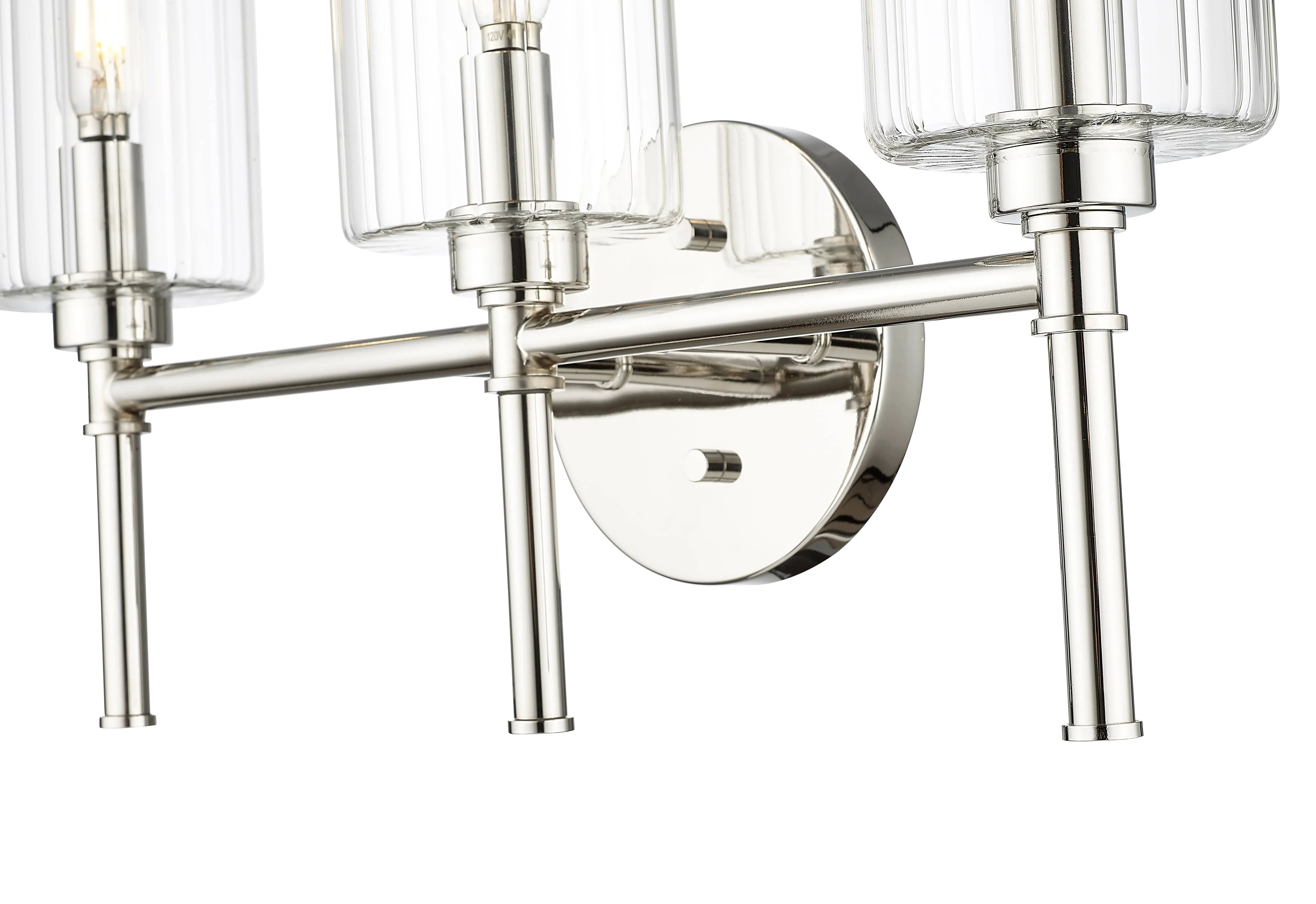 3 Lamps Chastine Vanity Light - Polished Nickel - Clear Beveled Glass - 19in. Wide