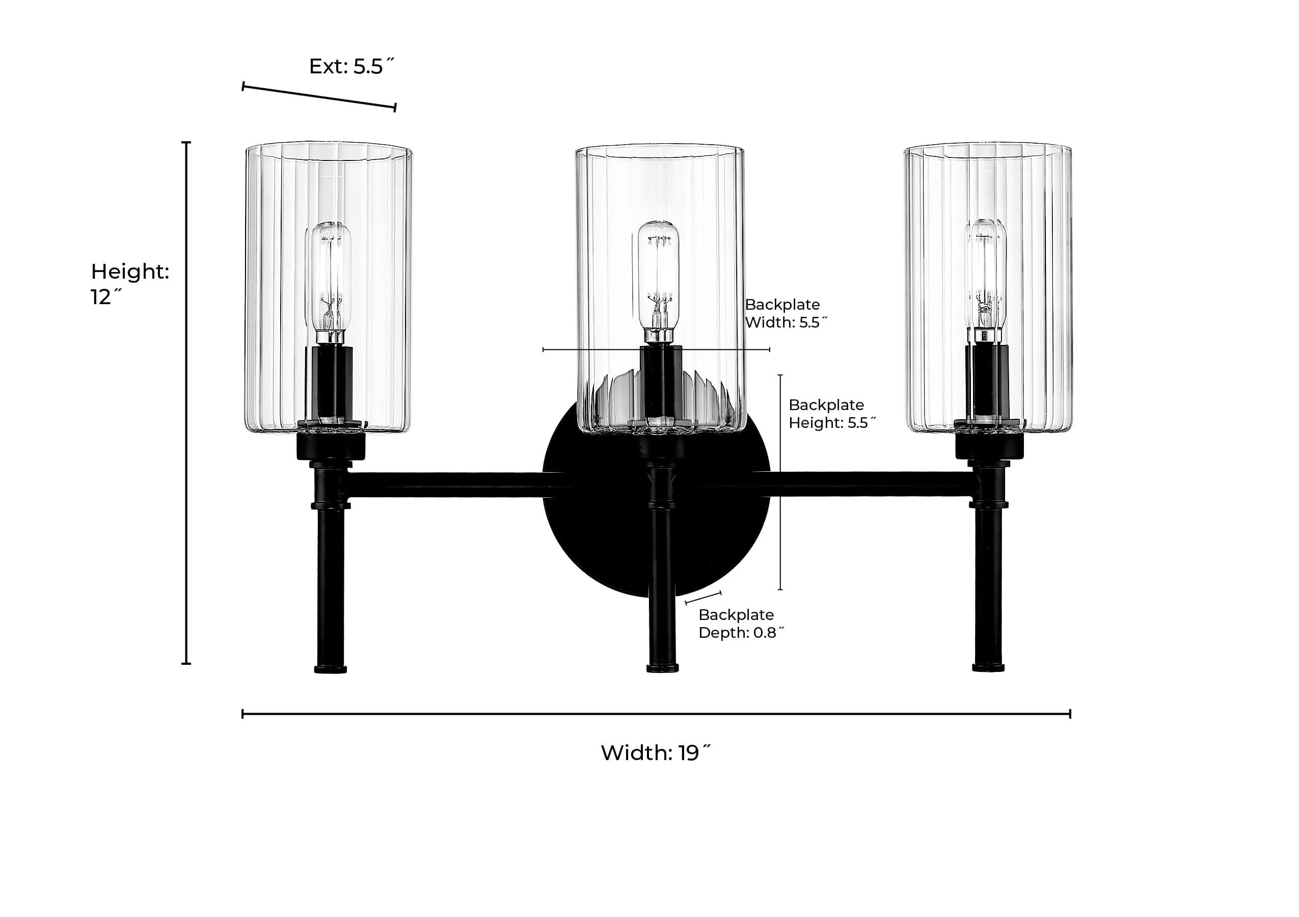 3 Lamps Chastine Vanity Light - Polished Nickel - Clear Beveled Glass - 19in. Wide
