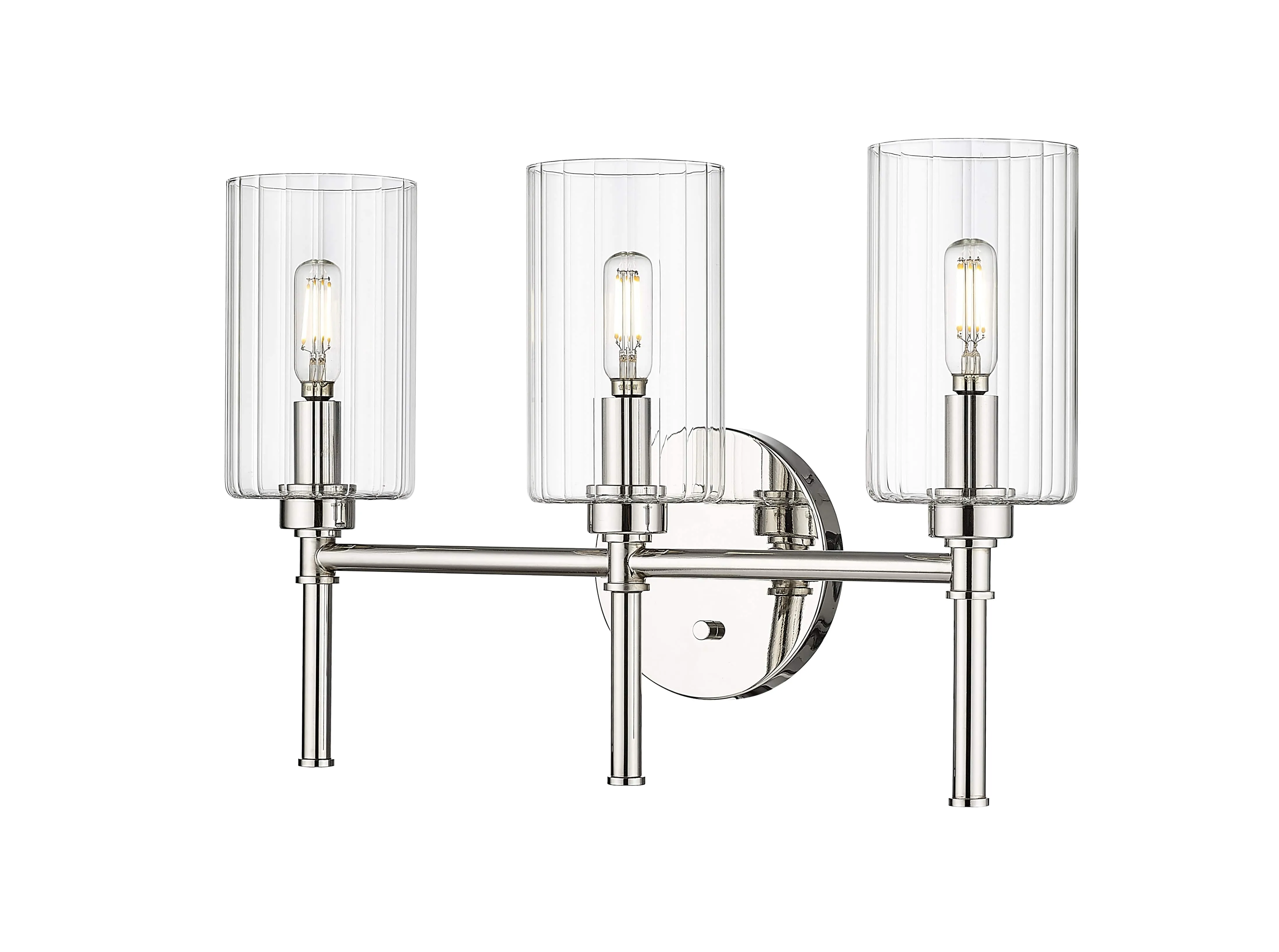 3 Lamps Chastine Vanity Light - Polished Nickel - Clear Beveled Glass - 19in. Wide