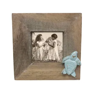 4 in. x 4 in. Whitewashed Turquoise Turtle Frame