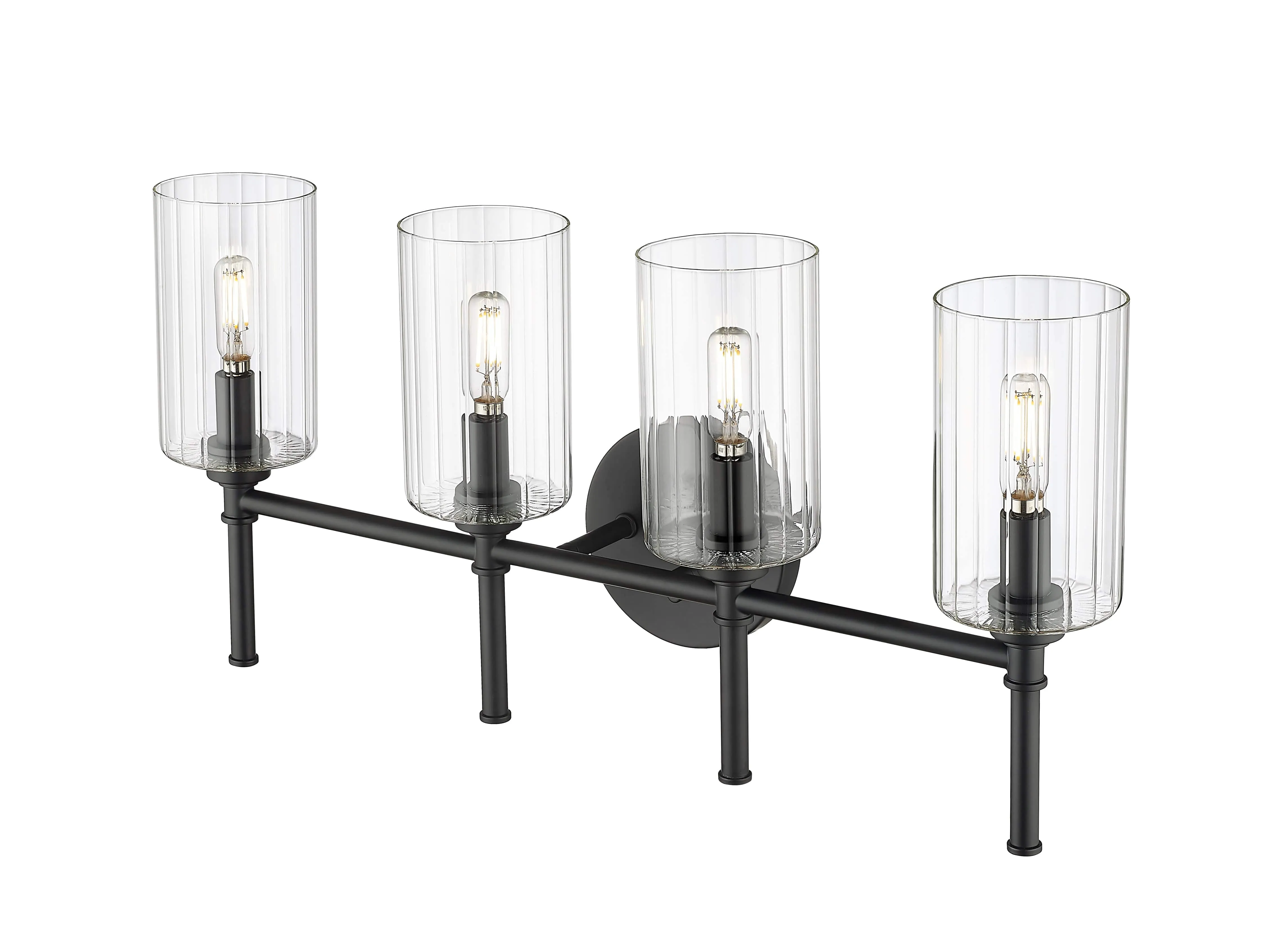4 Lamps Chastine Vanity Light - Matte Black - Clear Beveled Glass - 25.5in. Wide