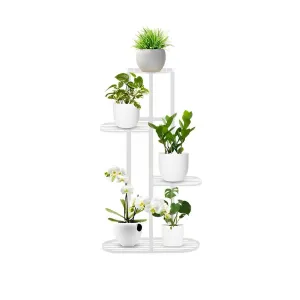 4 Tier White Metal Plant Stand for 5 Planters
