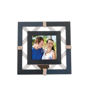 7.85 in. Wood Indigo & White Lattice Frame