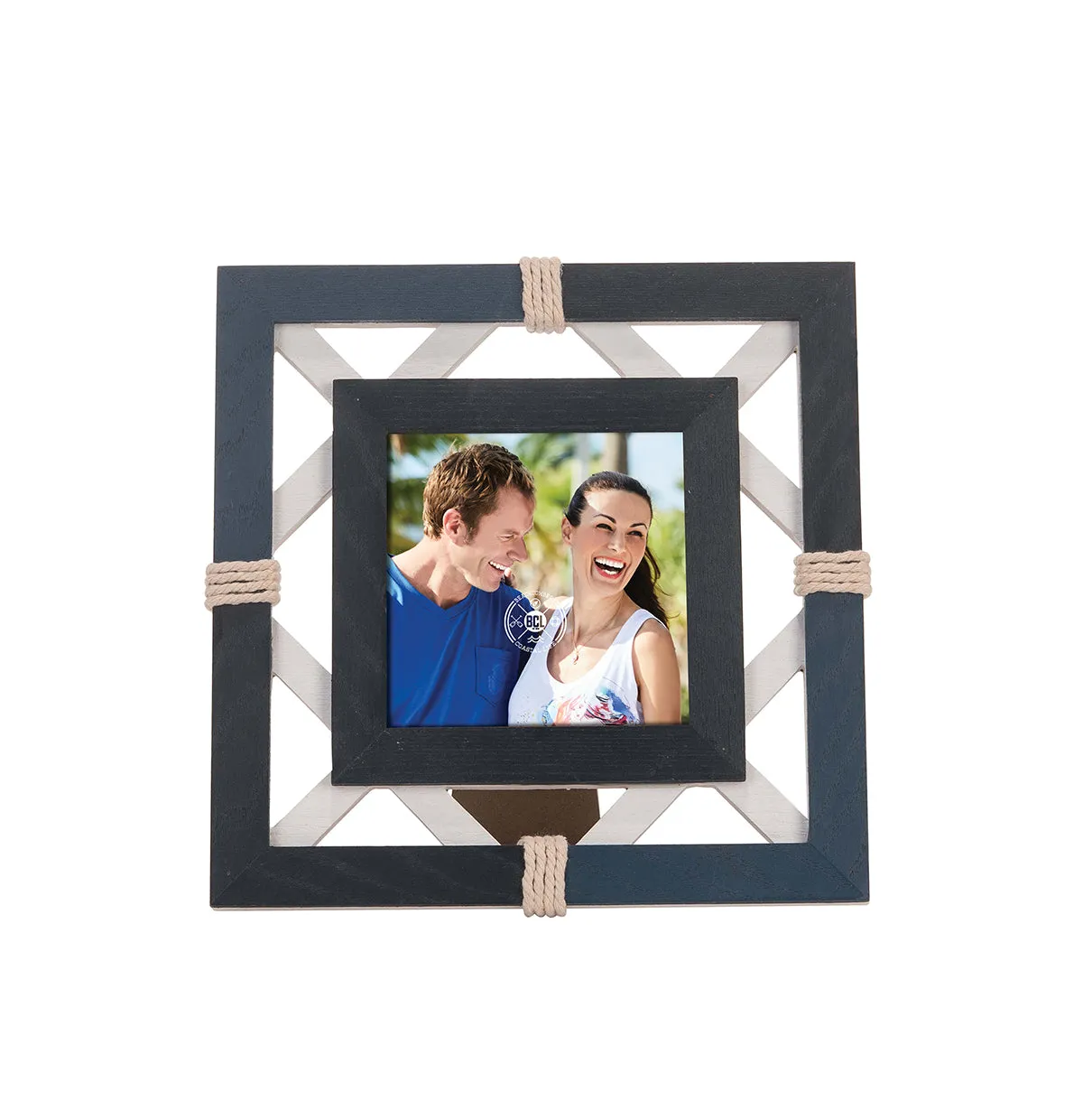 7.85 in. Wood Indigo & White Lattice Frame