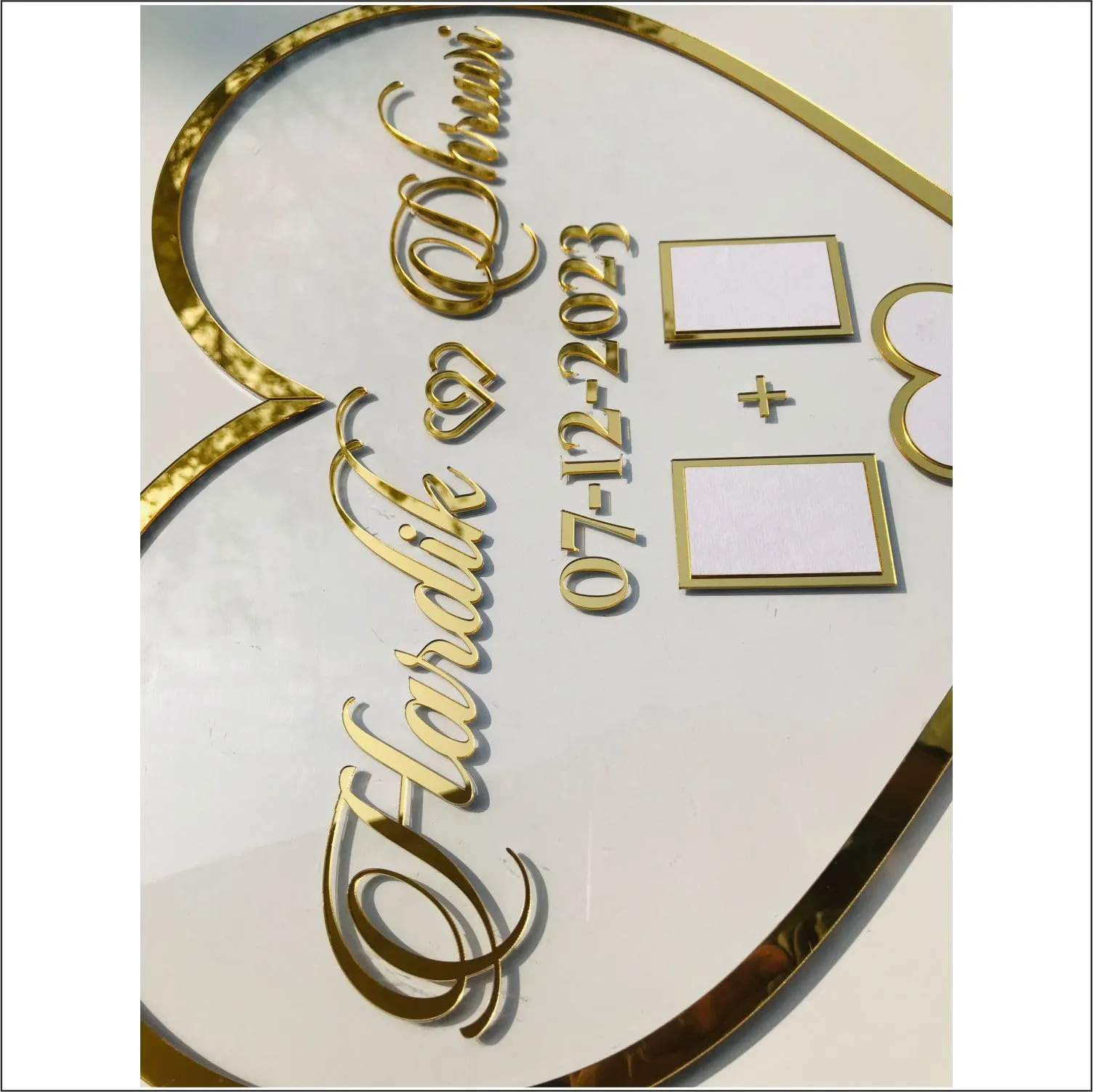 Abaj Laser Art Heart Shape Couple Wedding Or Nikah Fingerprint Impression Gift (Size : 12*12 Inch), Pack Of 1 (Heart)