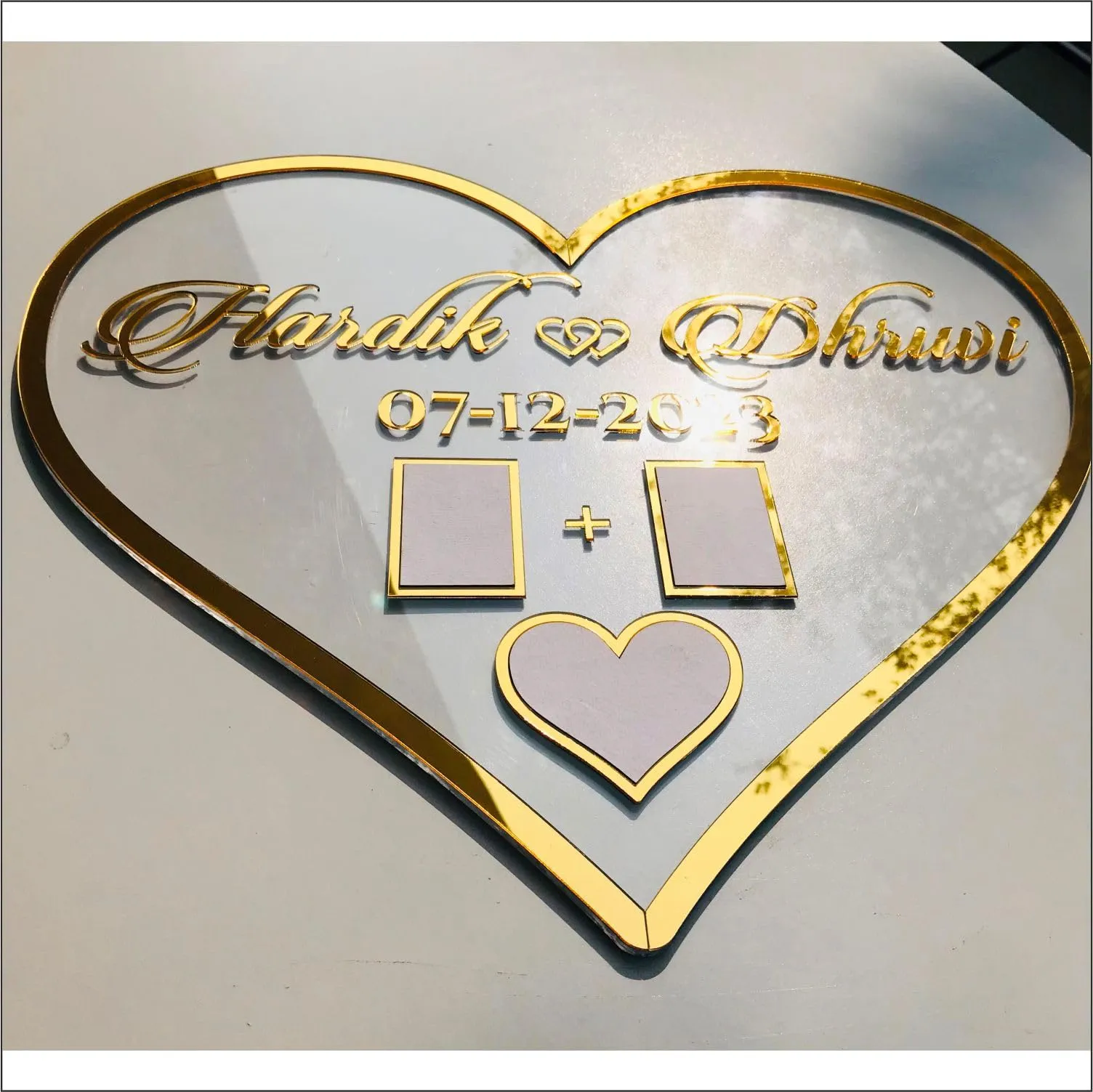Abaj Laser Art Heart Shape Couple Wedding Or Nikah Fingerprint Impression Gift (Size : 12*12 Inch), Pack Of 1 (Heart)