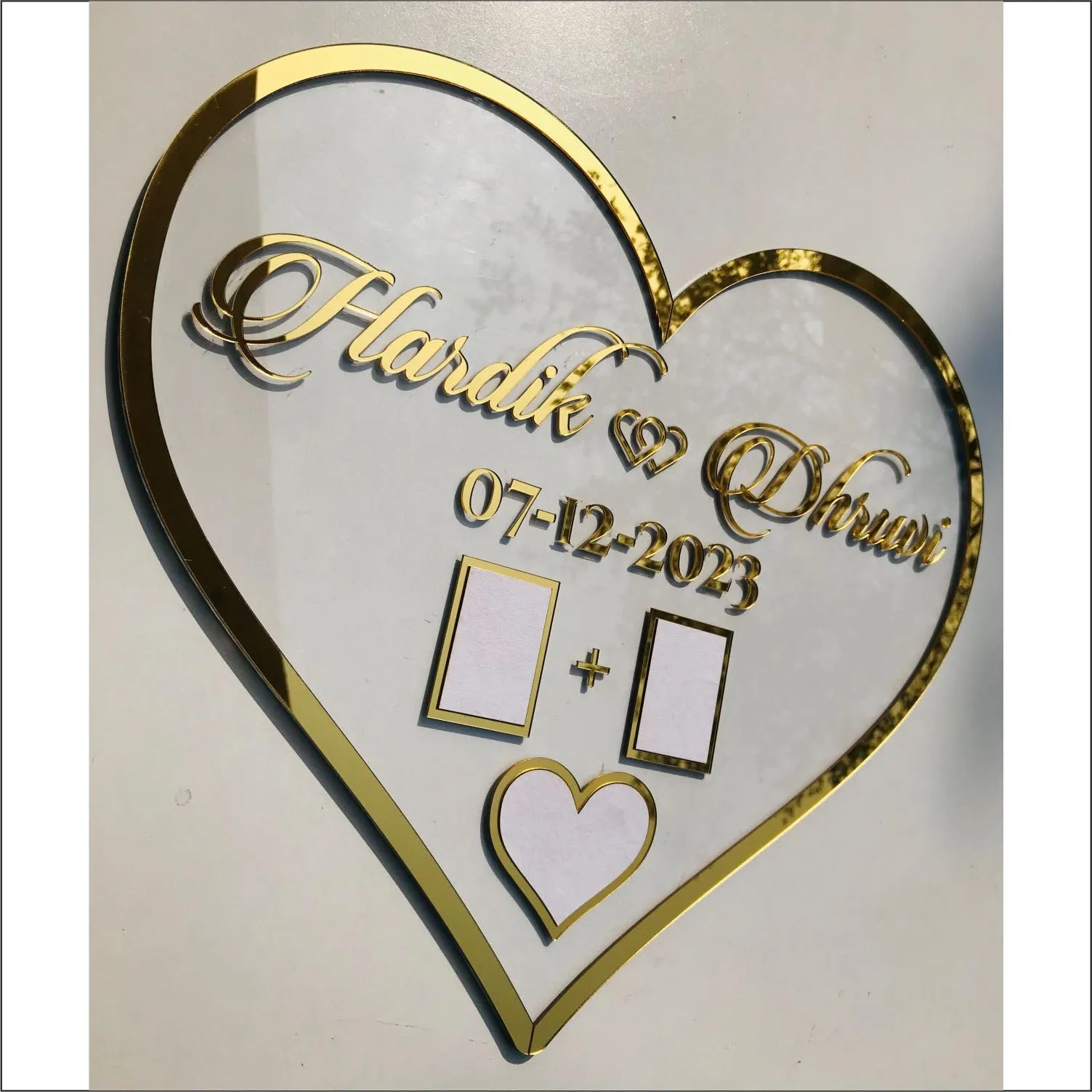 Abaj Laser Art Heart Shape Couple Wedding Or Nikah Fingerprint Impression Gift (Size : 12*12 Inch), Pack Of 1 (Heart)