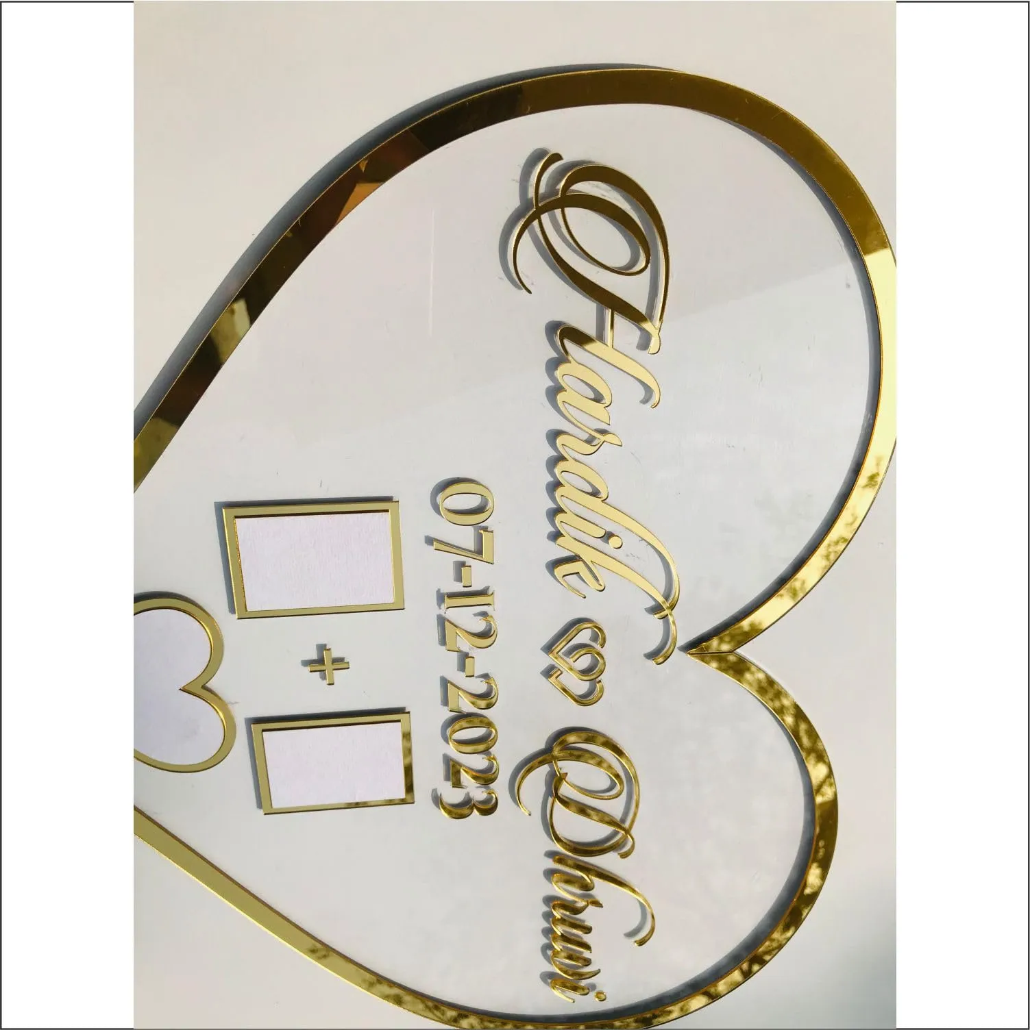 Abaj Laser Art Heart Shape Couple Wedding Or Nikah Fingerprint Impression Gift (Size : 12*12 Inch), Pack Of 1 (Heart)