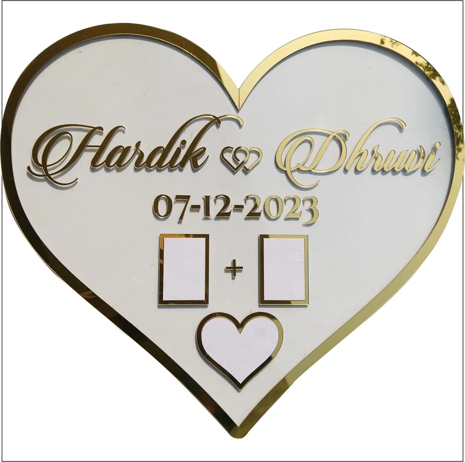 Abaj Laser Art Heart Shape Couple Wedding Or Nikah Fingerprint Impression Gift (Size : 12*12 Inch), Pack Of 1 (Heart)