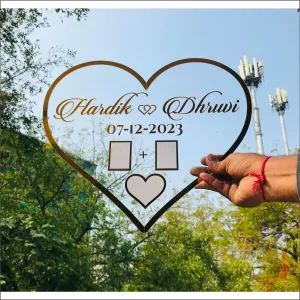 Abaj Laser Art Heart Shape Couple Wedding Or Nikah Fingerprint Impression Gift (Size : 12*12 Inch), Pack Of 1 (Heart)