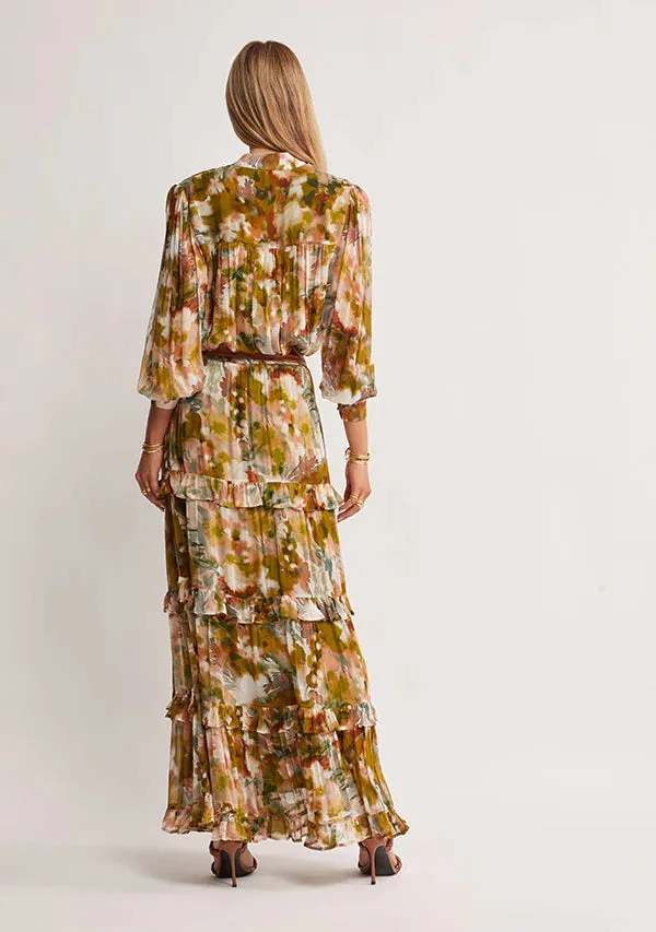 Abstract Botanica Print Midi Skirt