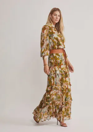 Abstract Botanica Print Midi Skirt
