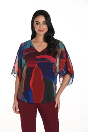 ABSTRACT PRINT CHIFFON DOLMAN TOP