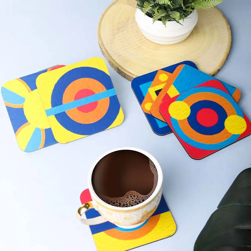 Abstract Print Reversible Coasters |  Set of 6