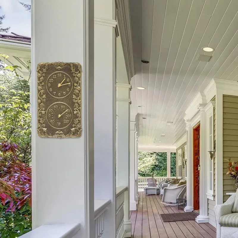 Acanthus Outdoor Thermometer and Clock