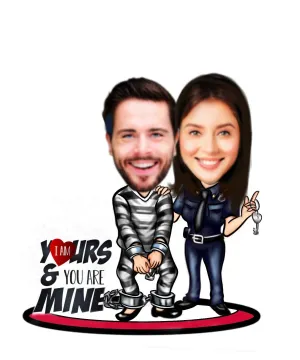 Adesh Anusaar™ Caricature Personalized Gifts for Couple FUUNY Jail Theme Gift Wooden (9 x 6.5) AD161