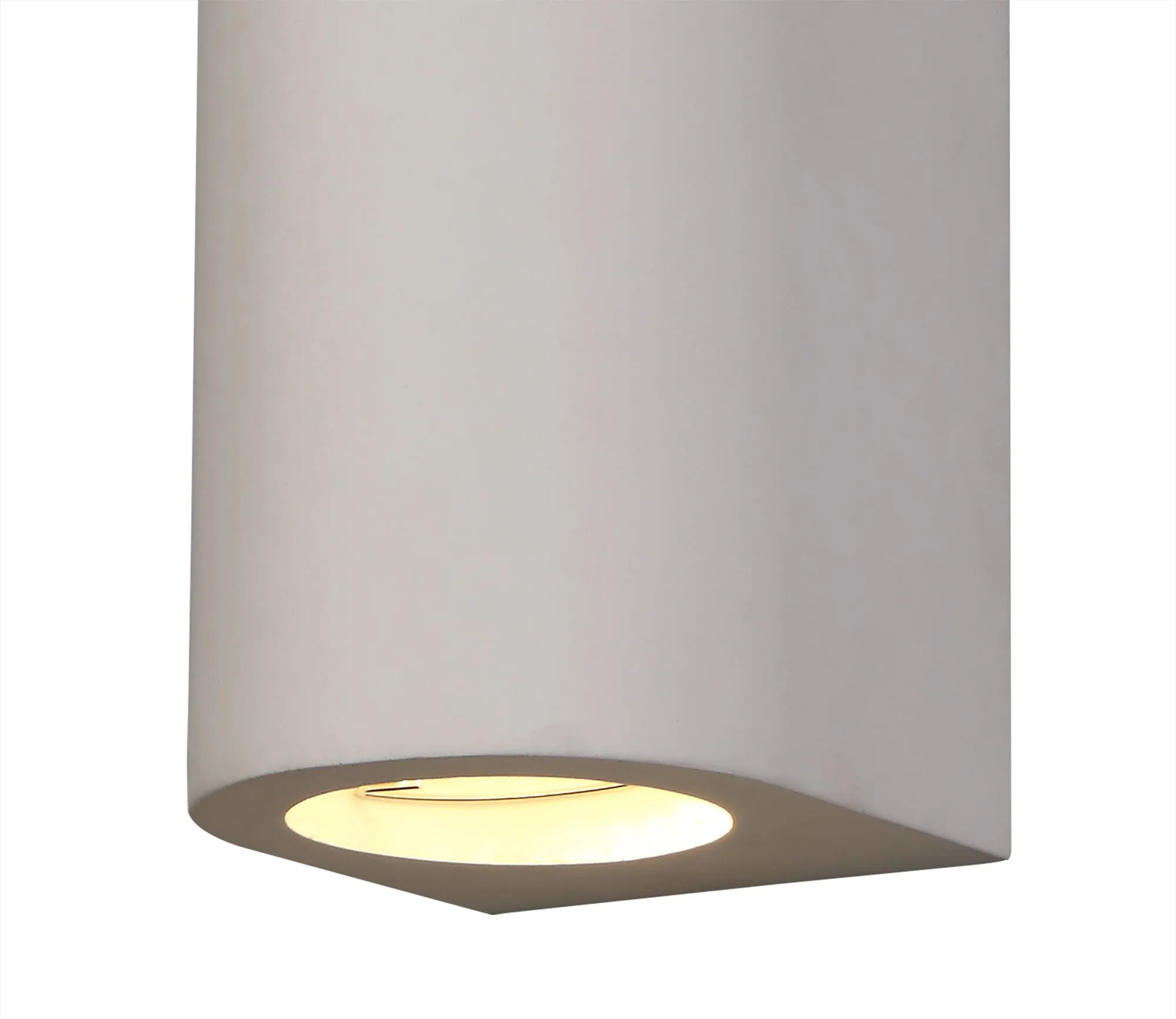 Alina Rectangular/Cylinder Up & Down Wall Lamp, 2 x GU10, White Paintable Gypsum