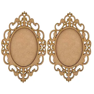 American Elm 2 Pcs Vintage Style Wooden Photo Frame Set, 13 x 8 Inches, Laser Cut MDF Blank Base for Wall Decor, Ideal for Decoupag Perfect for Wood Craft and Art & Craft.