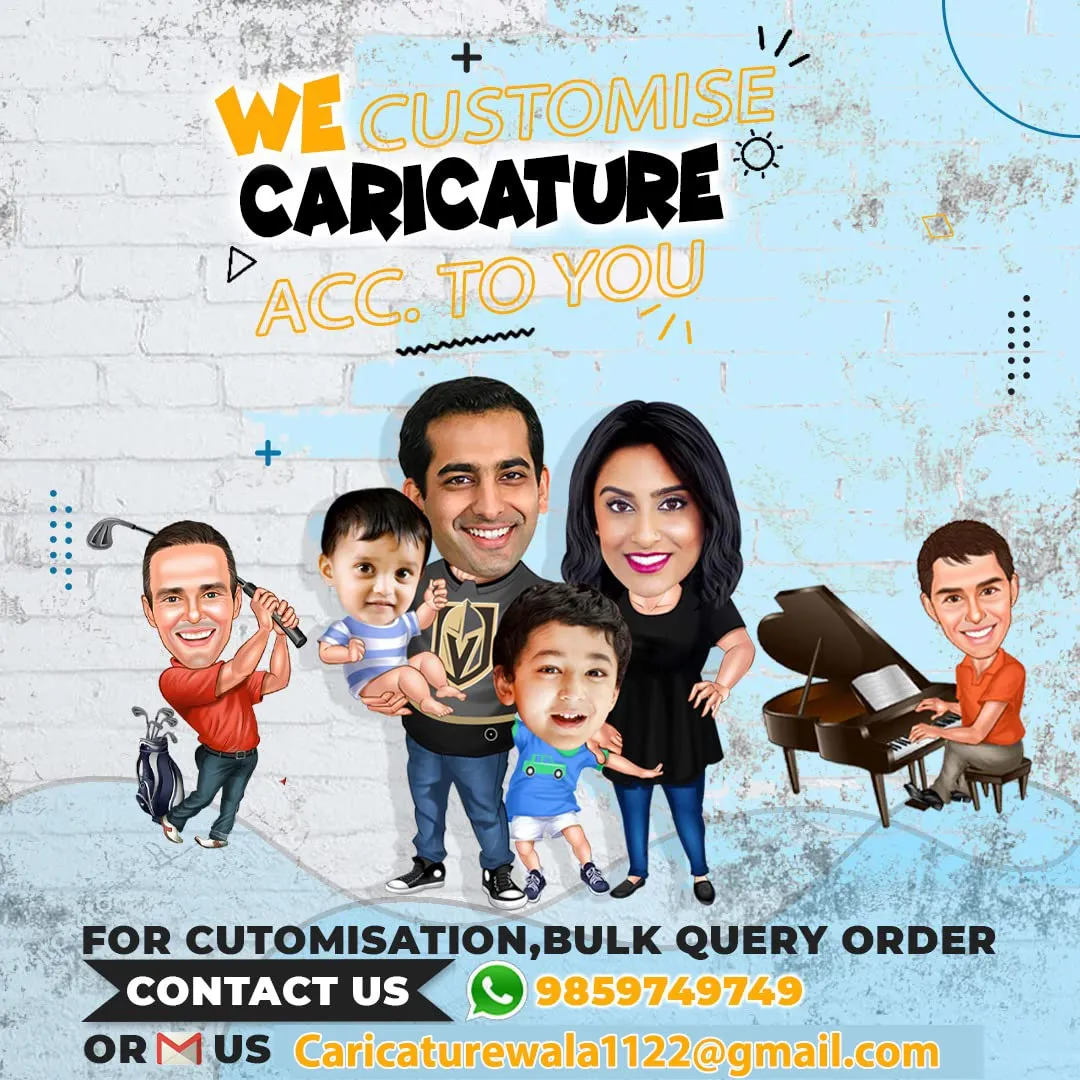 Amour Store | Personalized Caricature | FRIENDS Caricature | 10 inch * 12 inch , Multicolor , Wooden Print)