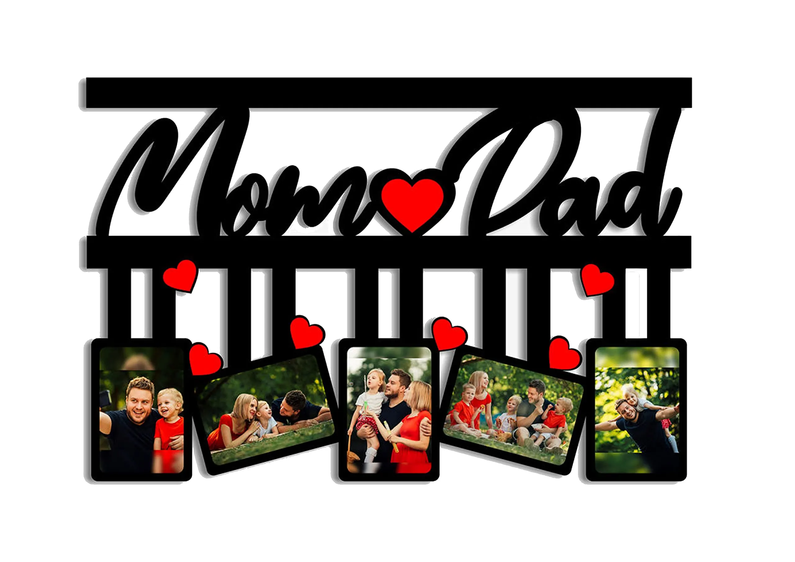 Amour Store || Personalized Couple design collage wooden photo frame for Couple , Anniversary , parents ,mom, dad ,mummy ,papa || Size 12*8Inch