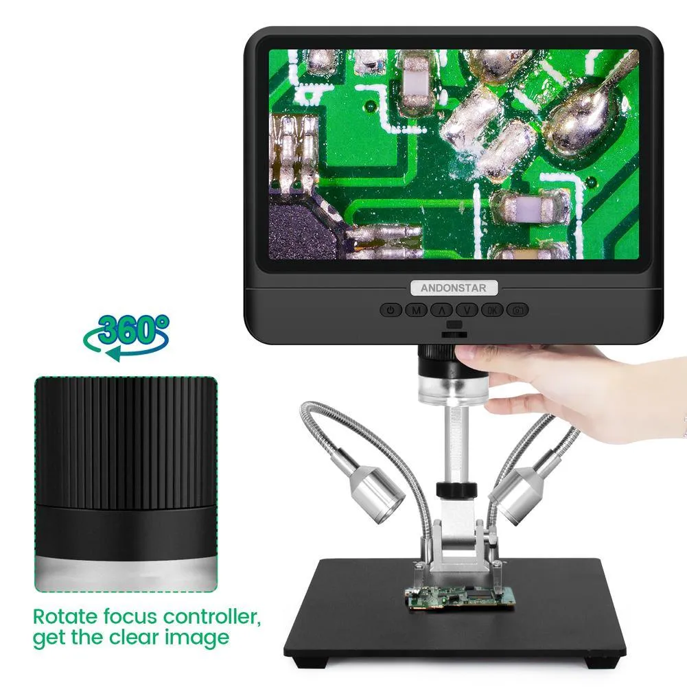 Andonstar AD208S 5X-1200X Digital Microscope -  8.5in LCD Display, ideal for soldering
