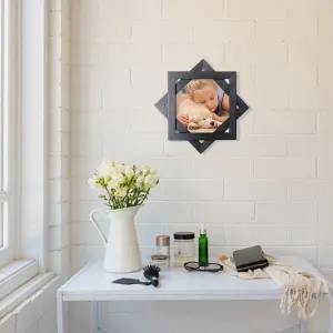 ARCANE DECOR Star Wall Photo Frames - Star Photo Frame for Home Décor, Picture Frames for Wall Hanging Made with Premium Synthetic Wood, Gift for Every Function (8in x 8in, Black)