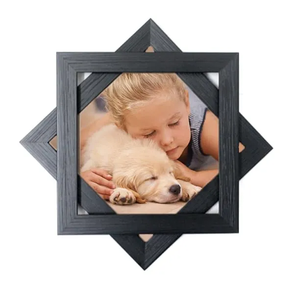 ARCANE DECOR Star Wall Photo Frames - Star Photo Frame for Home Décor, Picture Frames for Wall Hanging Made with Premium Synthetic Wood, Gift for Every Function (8in x 8in, Black)