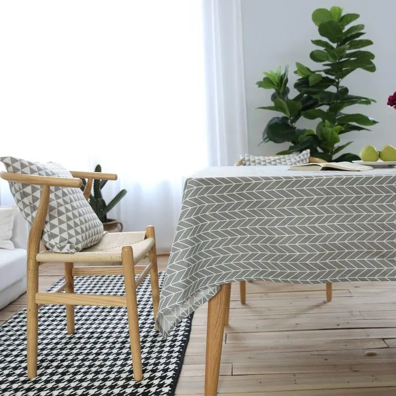 Arrow Patterned Decorative Linen Tablecloth