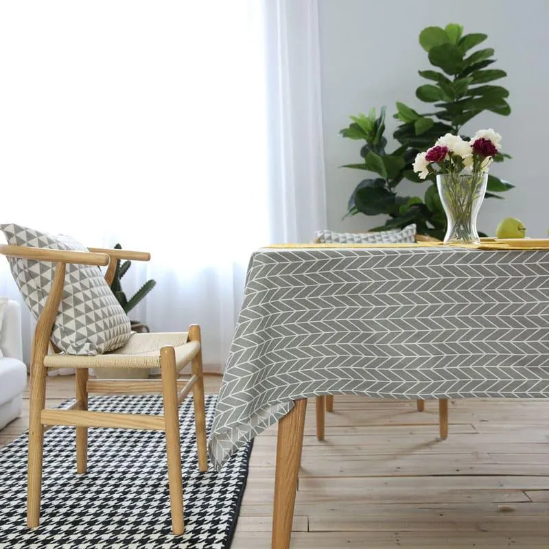 Arrow Patterned Decorative Linen Tablecloth