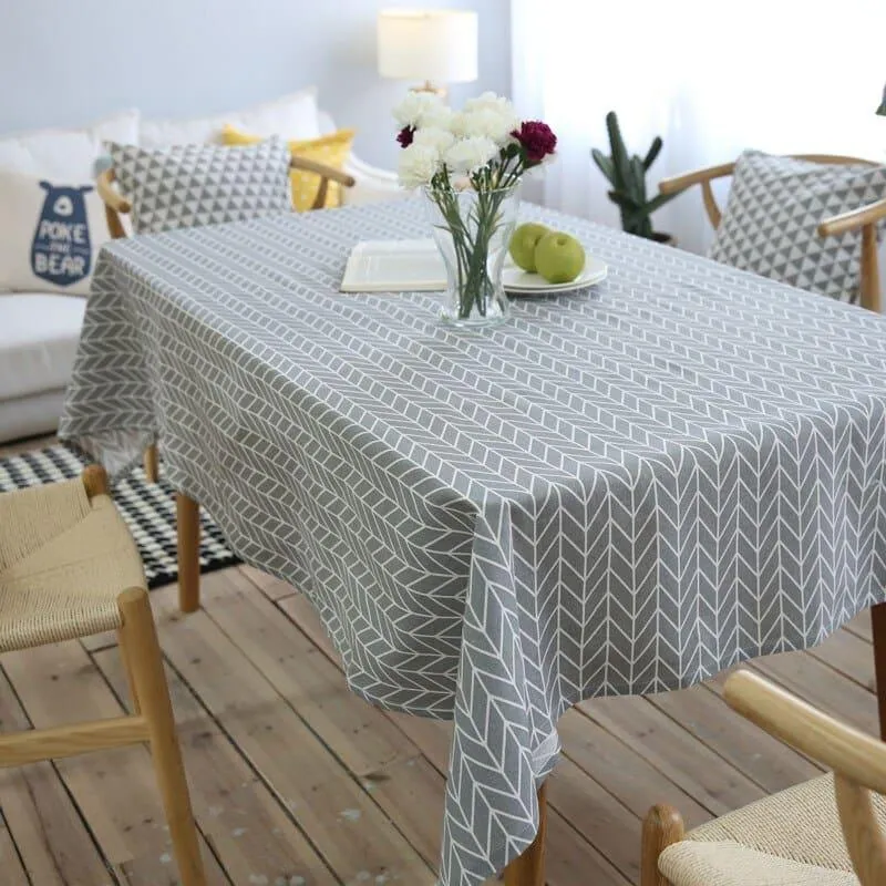 Arrow Patterned Decorative Linen Tablecloth